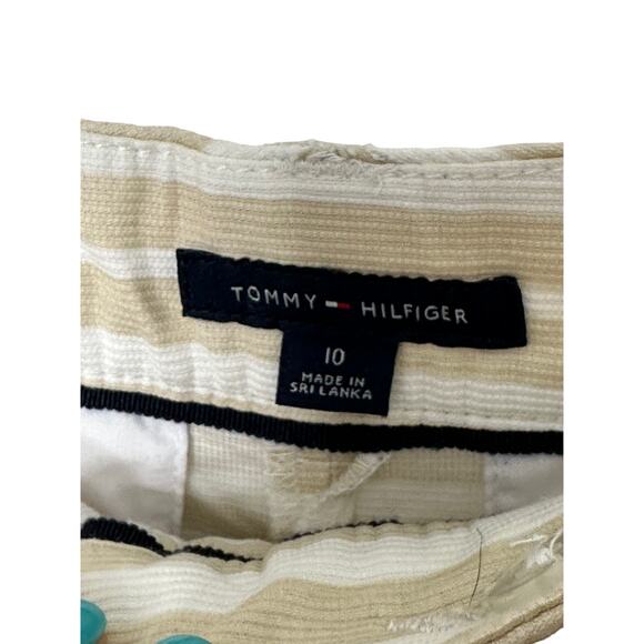 Tommy Hilfiger Tan & White Stripe Ribbed Shorts Women's Size 10 - Picture 5 of 5